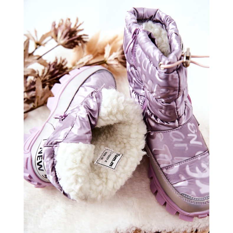 PJ2 Botas de neve quentes para crianças com zíper Violet Cleome roxo 1