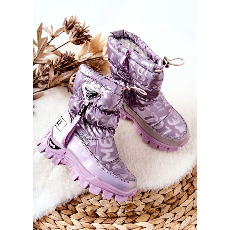 PJ2 Botas de neve quentes para crianças com zíper Violet Cleome tolet 2