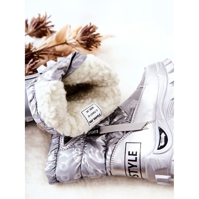 PJ2 Botas de neve quentes para crianças com zíper Silver Cleome prata 1