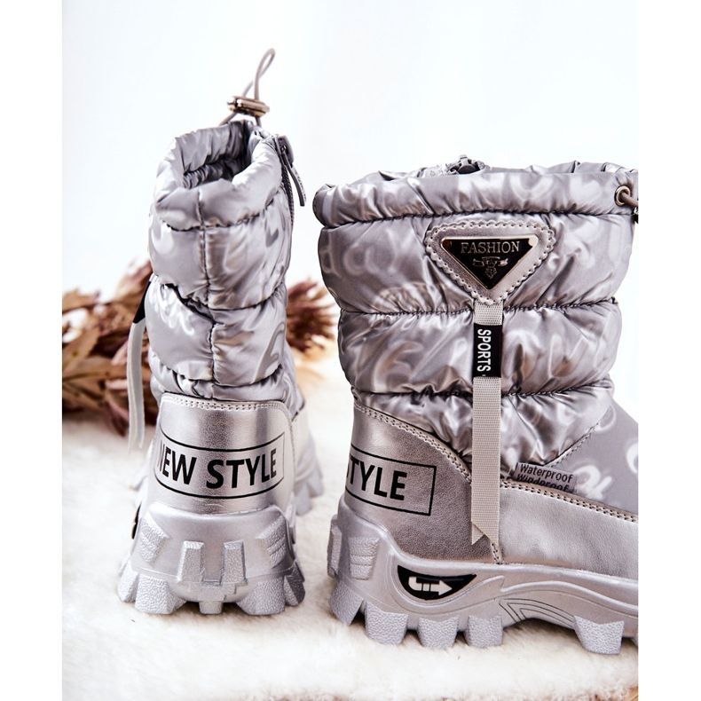 PJ2 Botas de neve quentes para crianças com zíper Silver Cleome prata 2