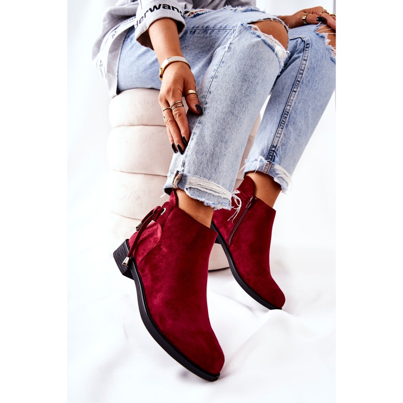 Botas femininas camurça Burgundy Numbero clarete vermelho 1