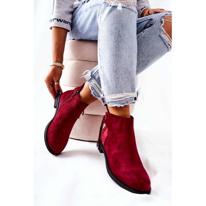 Botas femininas camurça Burgundy Numbero clarete vermelho 2