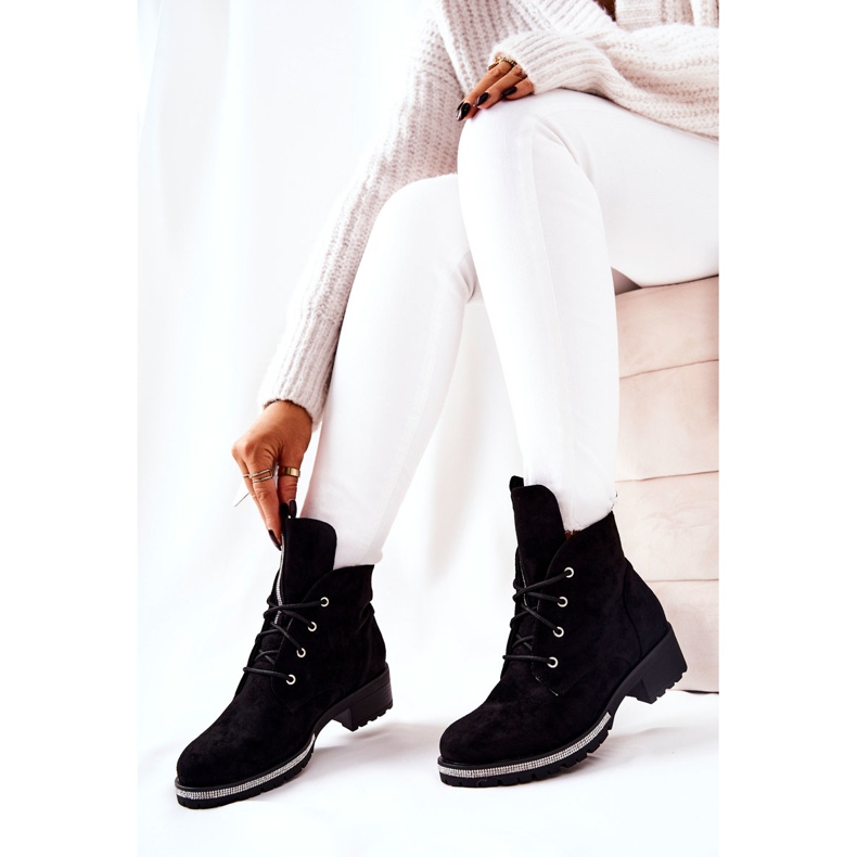 Botas quentes de camurça preta Grecia preto 2