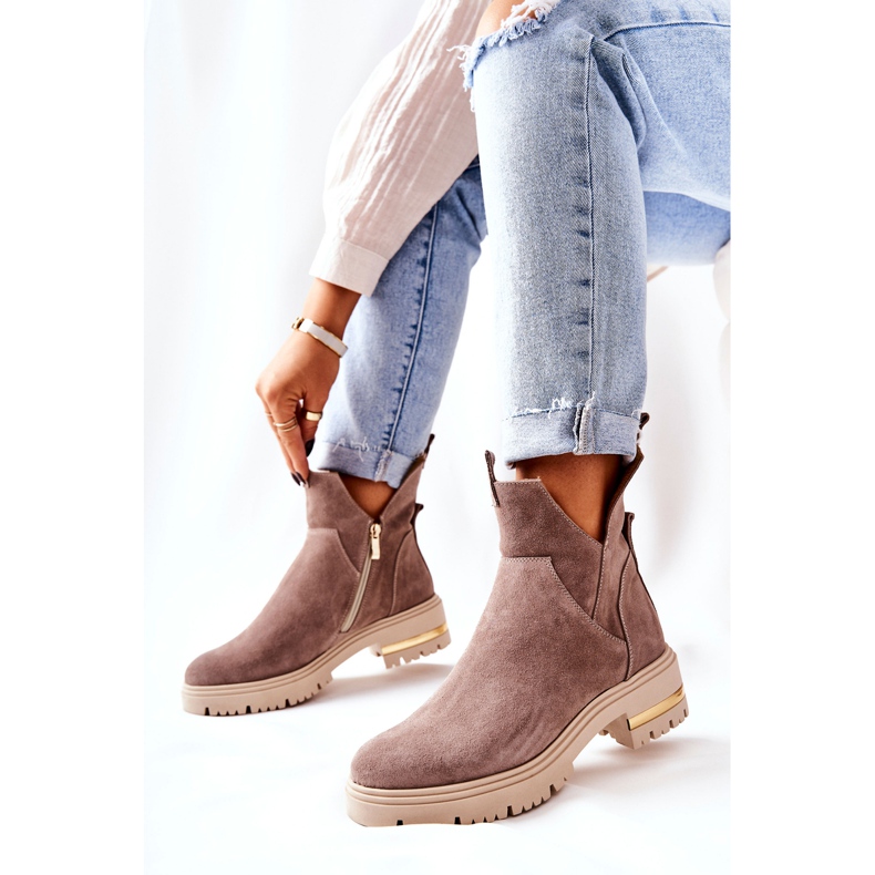 PA2 Botas Quentes Com Corte Cappucino Tanya bege 2