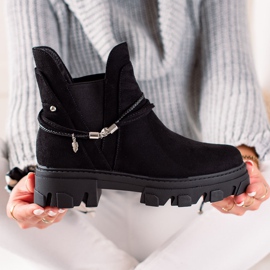 Goodin Botas com listras decorativas preto 1 Goodin Botas com listras decorativas preto 1