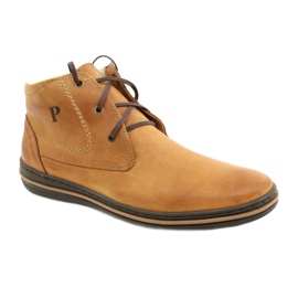 Polbut Botas de inverno para homens, camelo 339S amarrado bege amarelo 1