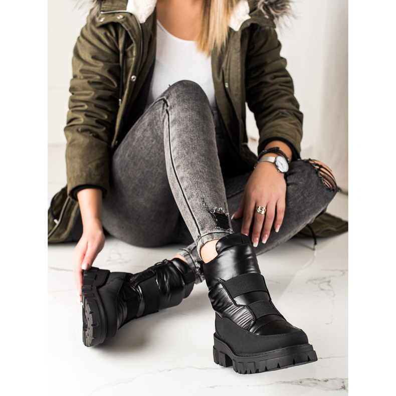 Weide Botas de neve pretas no controle deslizante preto 2