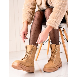 TRENDI Botas de caminhada clássicas marrons bege 2