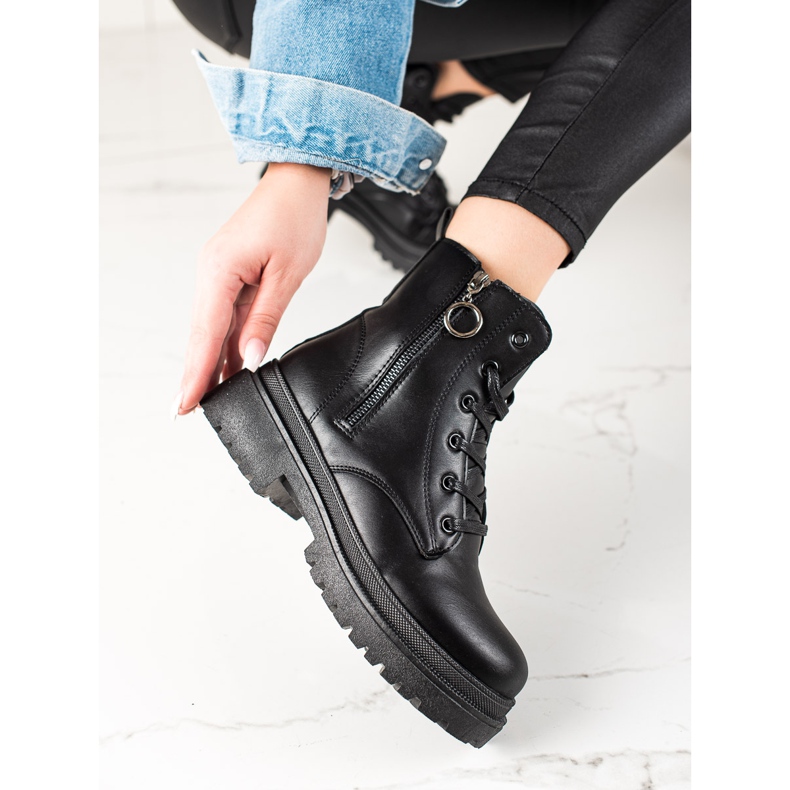 TRENDI Trappers pretos com zíper 1