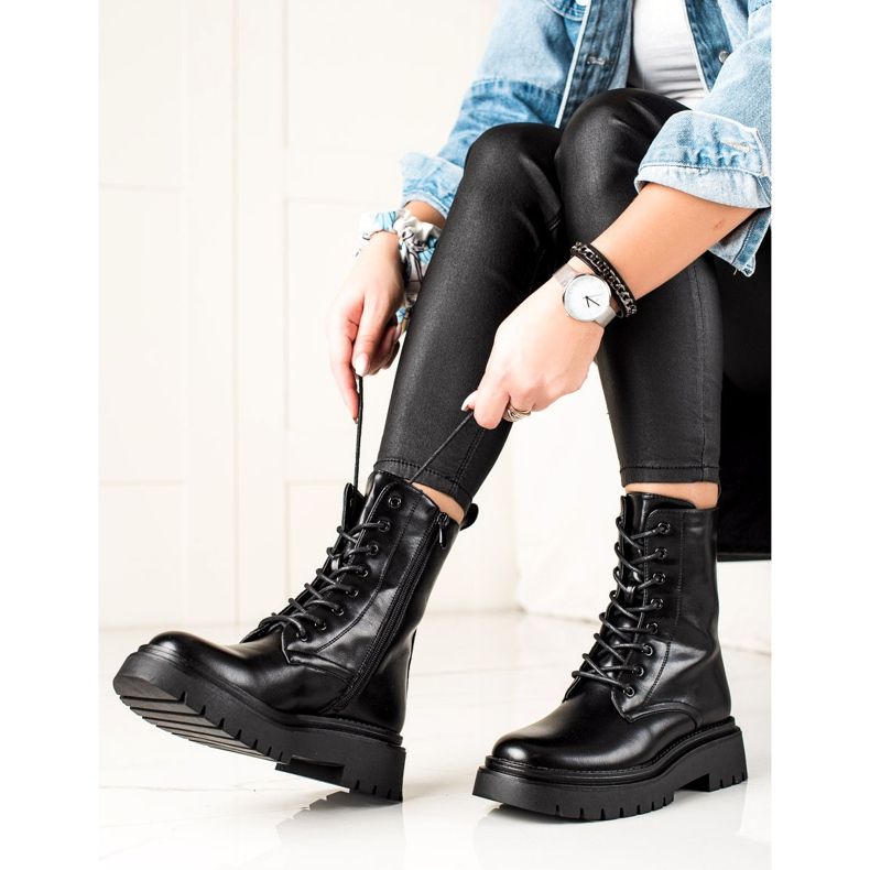 Seastar Armadilhas clássicas feitas de couro ecológico preto 1