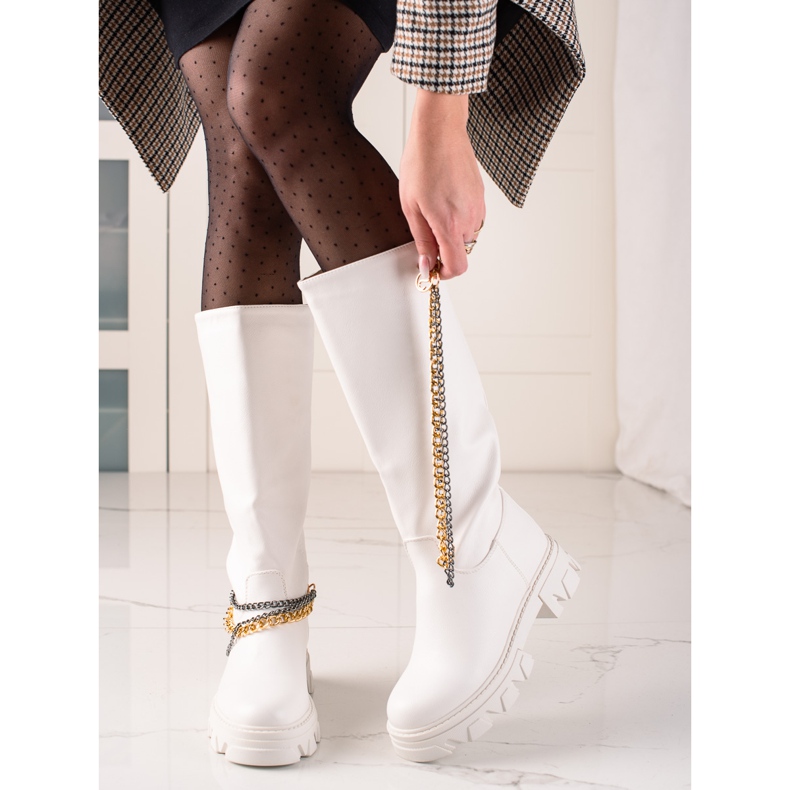 Seastar Moda Botas Acorrentadas branco 1