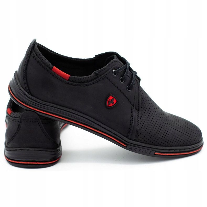 Polbut Sapatos masculinos de couro 343P, verão, pretos 1