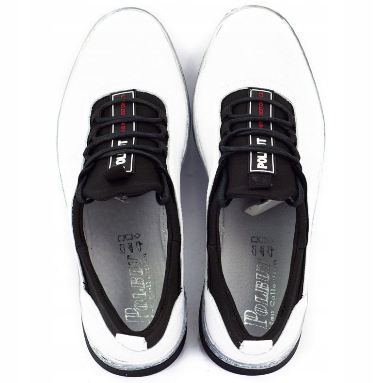 Polbut Sapatos casuais de couro masculino K24 branco 4