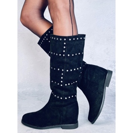 Botas em uma cunha Ferto Black oculta preto 1