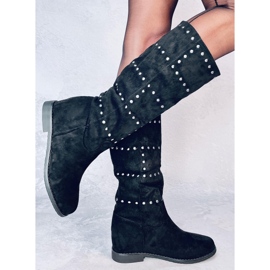 Botas em uma cunha Ferto Black oculta preto 2