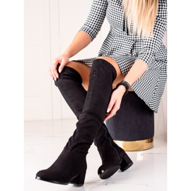 Gogo Botas de salto baixo até a coxa preto 2