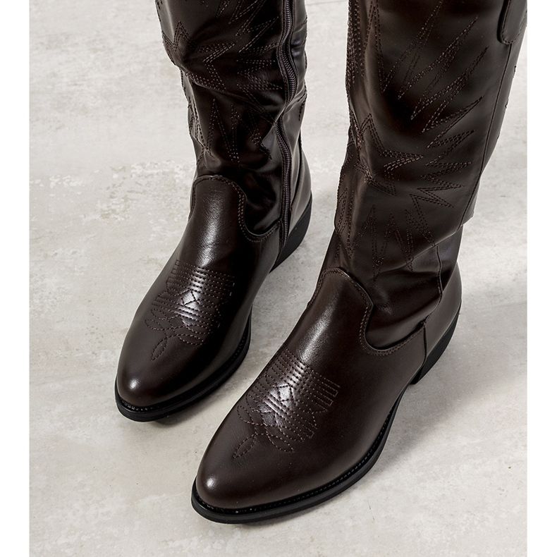 Botas de cowboy marrons, berthiaume alto marrom 1