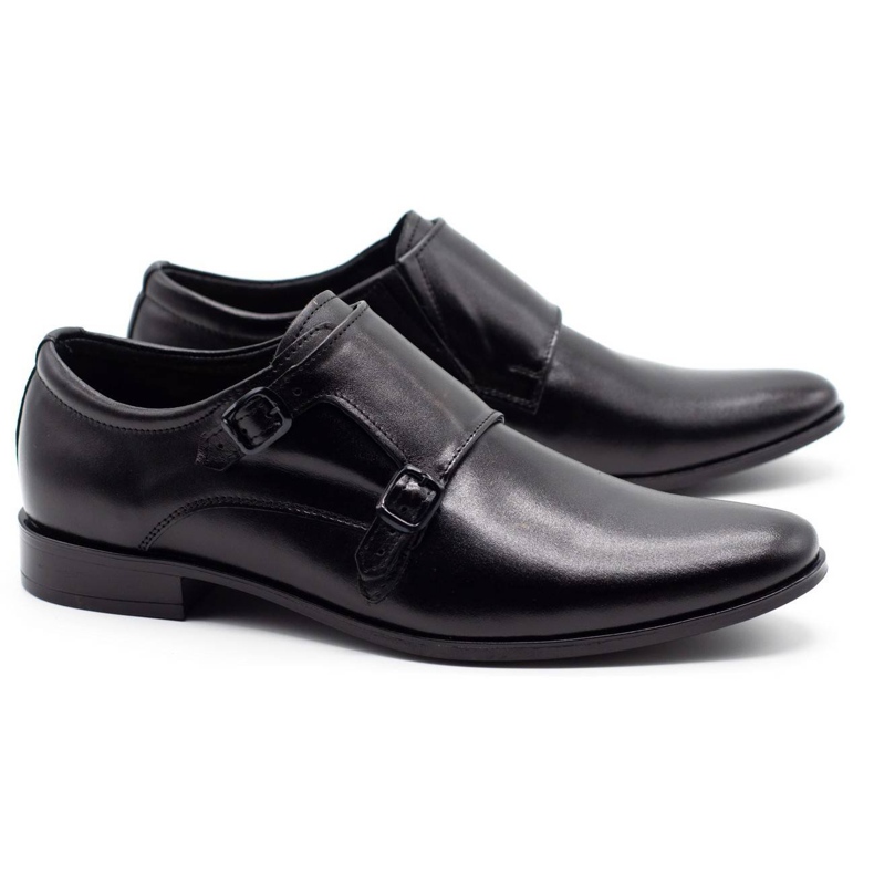 Olivier Monks de sapatos de couro masculinos 287L preto 2