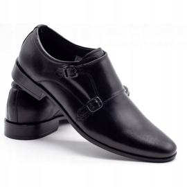 Olivier Monks de sapatos de couro masculinos 287L preto 3