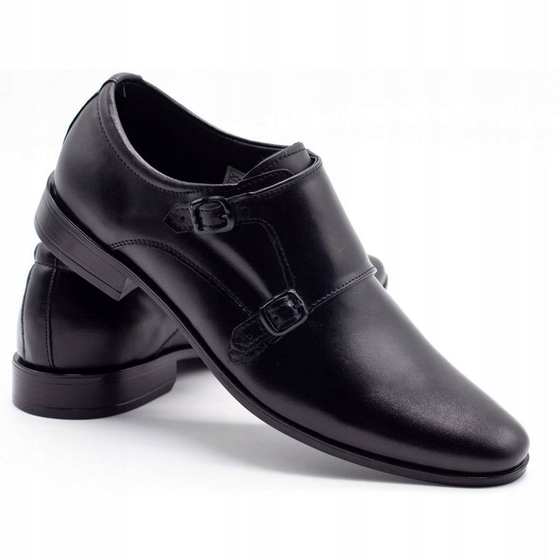 Olivier Monks de sapatos de couro masculinos 287L preto 3