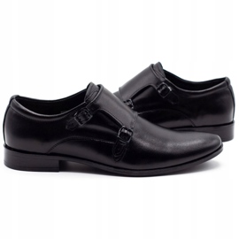 Olivier Monks de sapatos de couro masculinos 287L preto 4