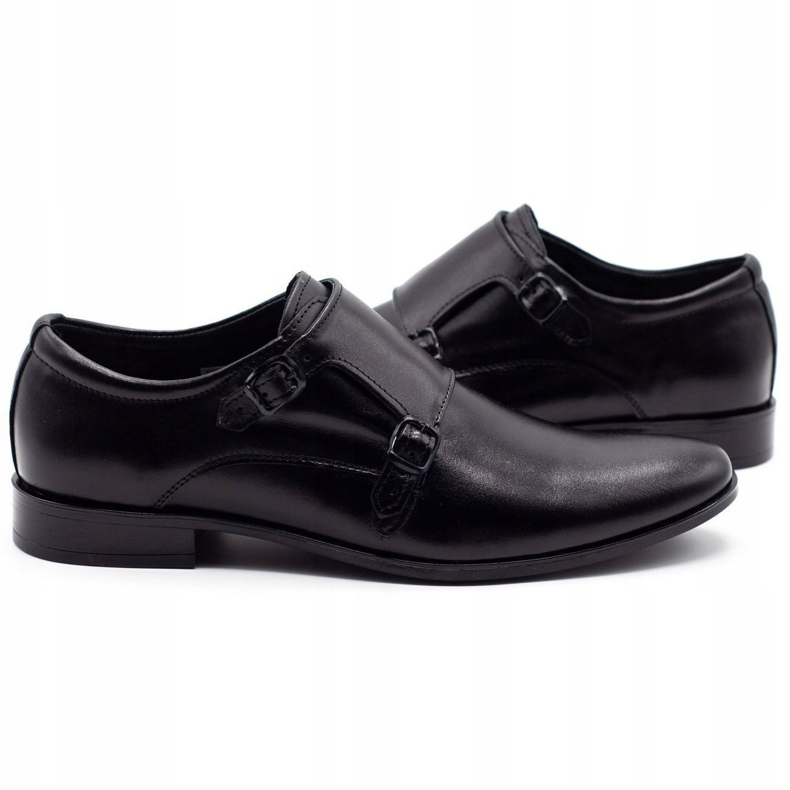 Olivier Monks de sapatos de couro masculinos 287L preto 4