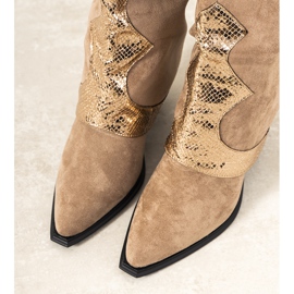 Luciana botas de cowboy bege dourado 1