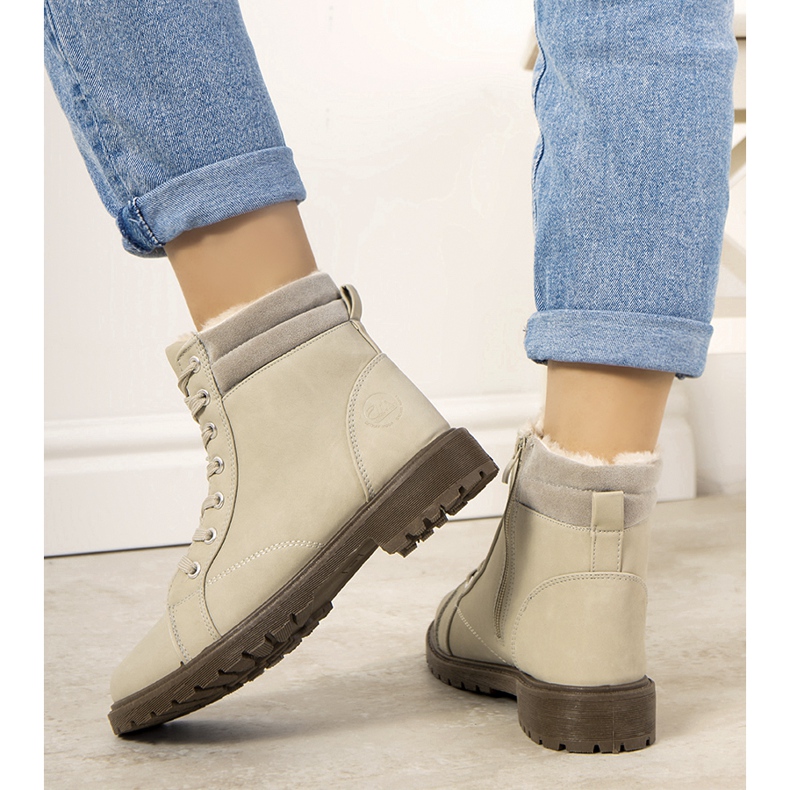 Botas com isolamento cinza feminino Lamy bege 1