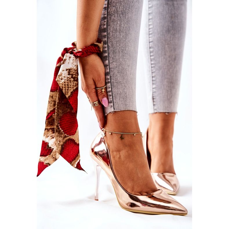 PG2 Elegante Espelho Salto Rosa Ouro Adrinnah dourado 2