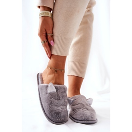 PE1 Chinelos de gatinho brilhantes com orelhas Kaisy cinza prata 1