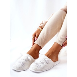 Chinelos de gatinho brilhantes com orelhas Kaisy brancas branco 2