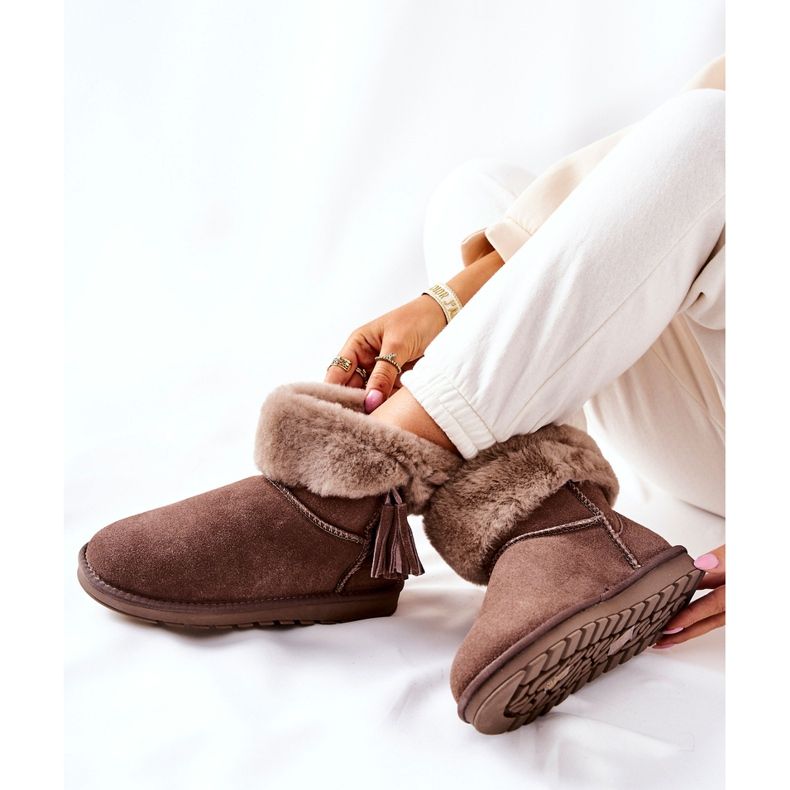 FS1 Botas de neve quentes Mukluki Franjas Marrom Sorella 1