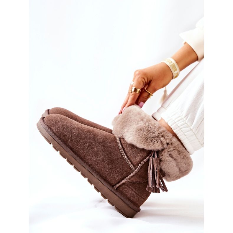 FS1 Botas de neve quentes Mukluki Franjas Marrom Sorella castanho 2