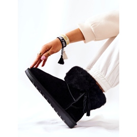 FS1 Botas de neve quentes Mukluki Franjas pretas Sorella preto 2 FS1 Botas de neve quentes Mukluki Franjas pretas Sorella preto 2