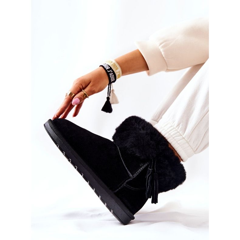 FS1 Botas de neve quentes Mukluki Franjas pretas Sorella preto 2 FS1 Botas de neve quentes Mukluki Franjas pretas Sorella preto 2