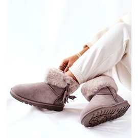 FS1 Botas de neve quentes Mukluki Fringe Cinza Sorella 1 FS1 Botas de neve quentes Mukluki Fringe Cinza Sorella 1