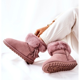 FS1 Botas de neve quentes Mukluki Fringe Rosa Sorella 1