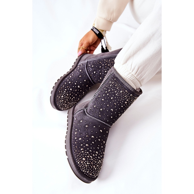 Mukluki quente com jatos Gray Mariella prata 1