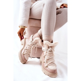 Lewski Shoes Caçadores de botas de couro amarrados Lewski Beige 3116 bege 2