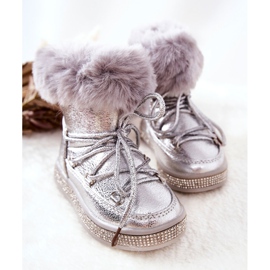 FR1 Botas de neve infantis com pele de prata Grandis 1