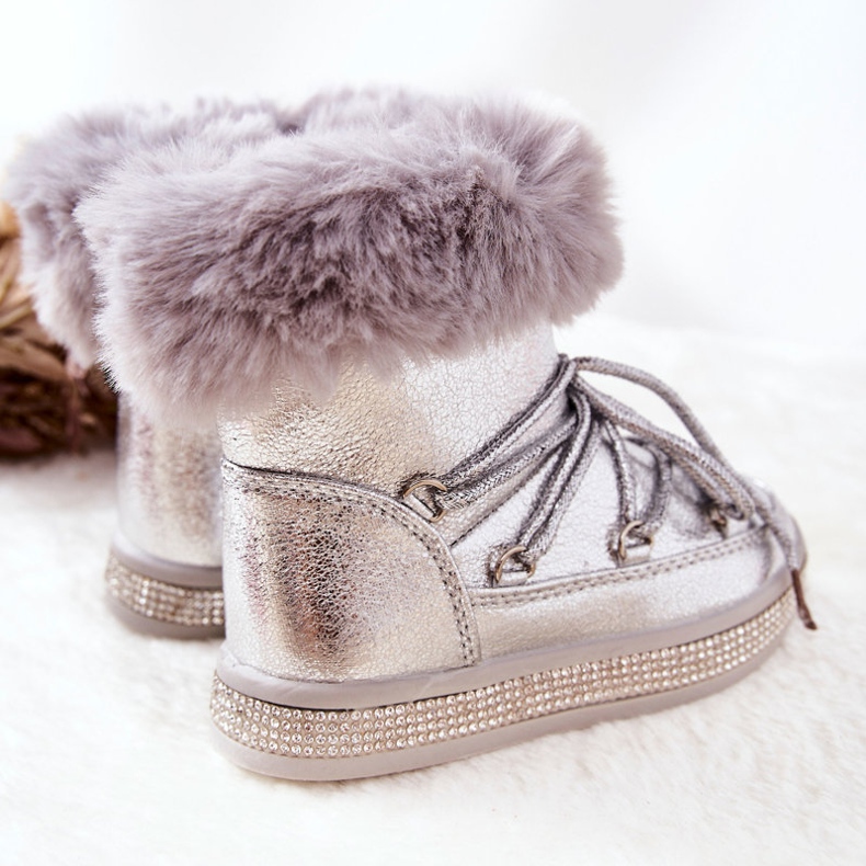 FR1 Botas de neve infantis com pele de prata Grandis 2 FR1 Botas de neve infantis com pele de prata Grandis 2