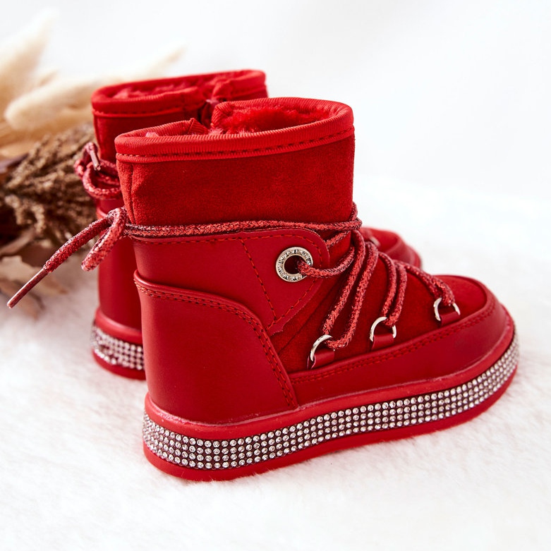 FR1 Botas de neve vermelhas infantis com zircônia cúbica Wellma vermelho 2