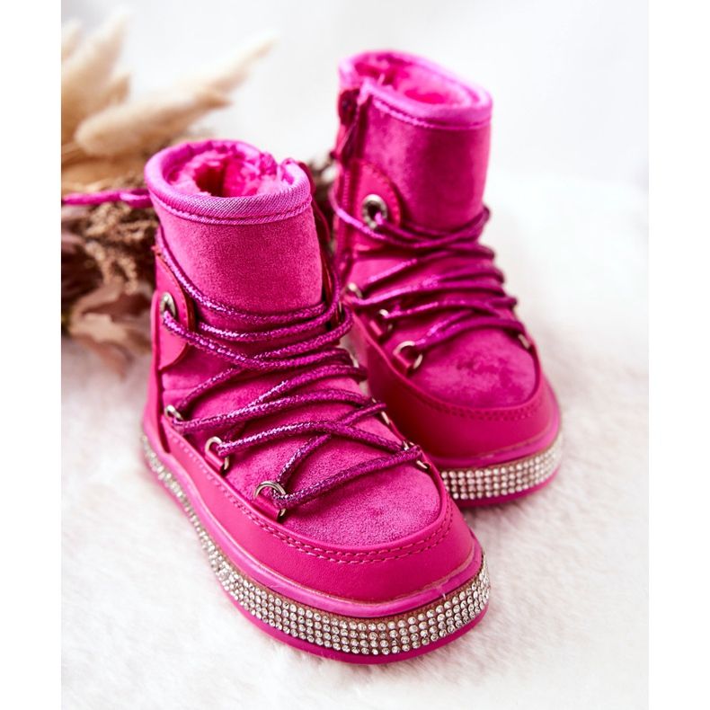 FR1 Botas de neve infantis com zircônia cúbica Wellma fúcsia rosa 2