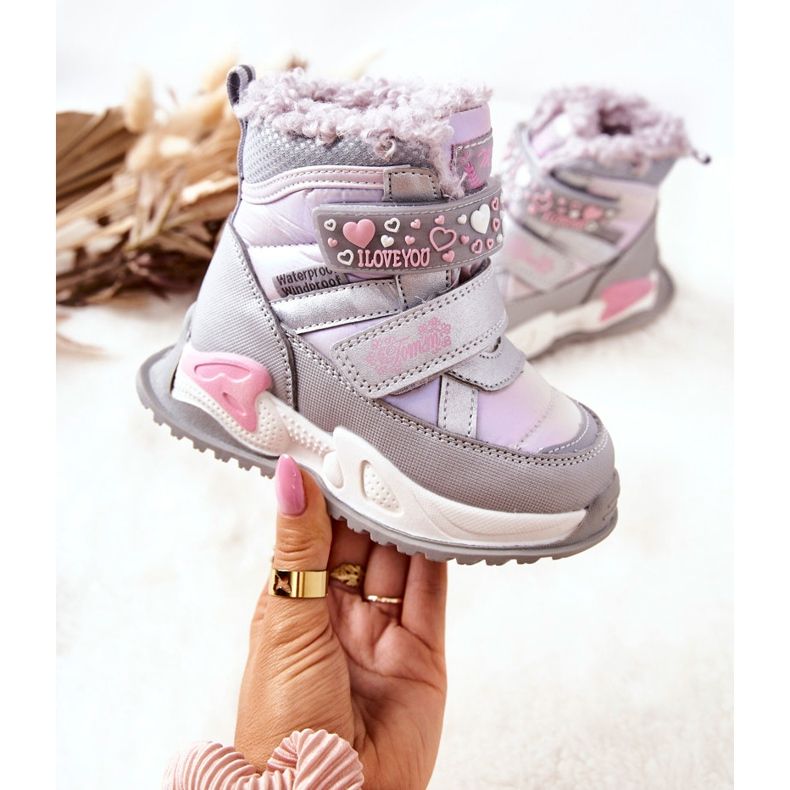 PJ2 Botas de neve quentes para crianças prateado-rosa frio roxo prata 2