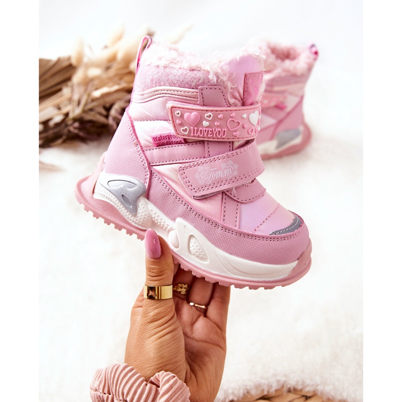 PJ2 Botas infantis rosa para neve quente 2