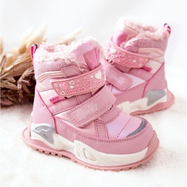 PJ2 Botas infantis rosa para neve quente 4