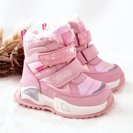 PJ2 Botas infantis rosa para neve quente 5