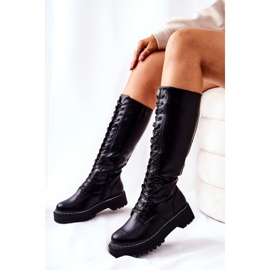 PE1 Botas de cano altas femininas pretas Khloe preto 1