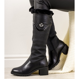 Botas pretas com pele de Vicenza preto 1