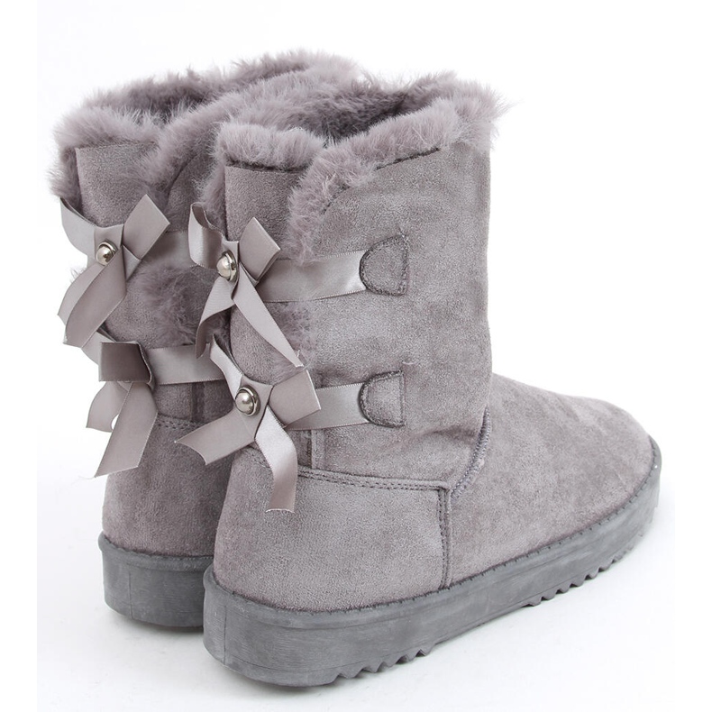 Botas de neve femininas com laços Tosse Gray cinza 1 Botas de neve femininas com laços Tosse Gray cinza 1